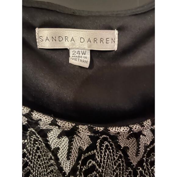 Sandra Darren Black‎ & Silver Chevron Print Dress – Size 24W - Picture 3 of 5